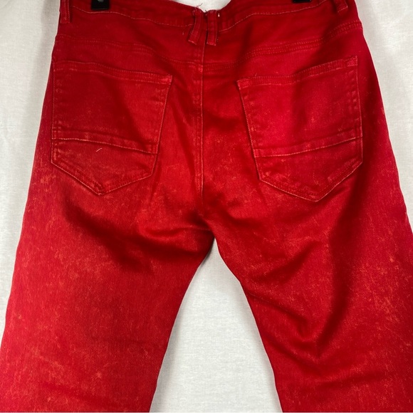 Smoke Rise Men’s Street Wear Jeans Red 32x32 Urban Distressed Extra Tough - Picture 7 of 10